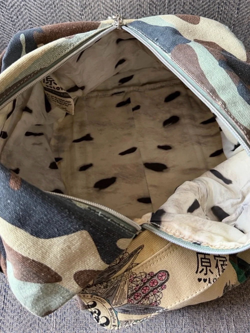 Y2K Harajuku Lovers by Gwen Stefani Embroidered Camouflage Toaster Style Bag